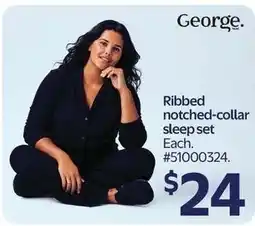 Walmart George ribbed notched-collar sleep set offer