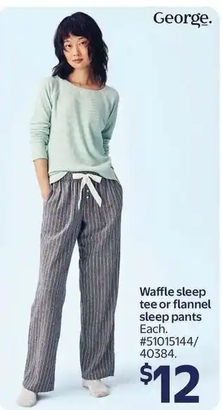 George. waffle sleep tee or flannel sleep pants