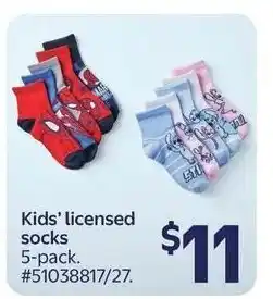 Walmart Kids' licensed socks offer