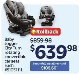 Walmart Baby Jogger City Turn rotating convertible car seat offer