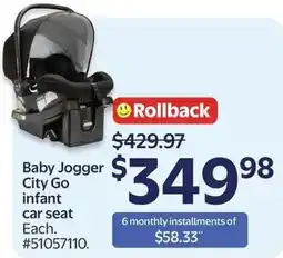 Walmart Baby Jogger City Go infant car seat offer