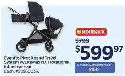 Walmart Evenflo Pivot Xpand Travel System w/LiteMax NXT rotational infant car seat offer