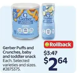 Walmart Gerber Puffs and Crunches offer
