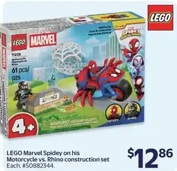 Walmart lego marvel spidey on his motorcycle vs. rhino construction set offer