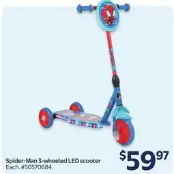 Walmart Spider-Man 3-wheeled LED scooter offer