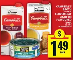 Food Basics Campbell's broth clover leaf light or flavoured tuna offer