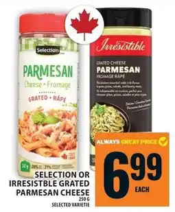 Food Basics Selection or irresistible grated parmesan cheese offer