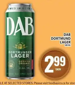 Food Basics Dab dortmunder lager offer