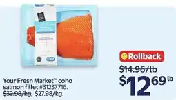 Walmart Your Fresh Market coho salmon fillet offer