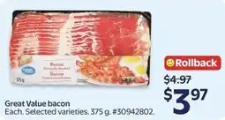 Walmart Great Value bacon offer