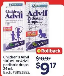 Walmart Children's Advil or Advil pediatric drops offer