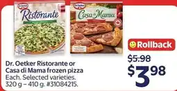 Walmart Dr Oetker Ristorante or Casa di Mama frozen pizza offer