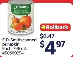 Walmart E.D. Smith canned pumpkin offer