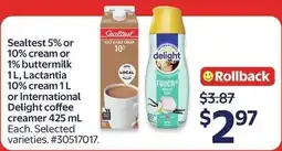 Walmart Sealtest cream or buttermilk or International Delight coffee creamer offer