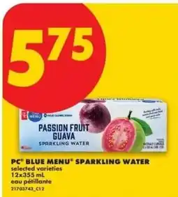 No Frills PC blue menu sparkling water offer
