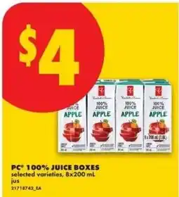 No Frills PC 100% juice boxes offer