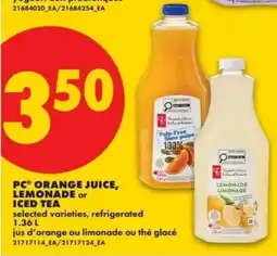 No Frills PC orange juice lemonade or iced tea offer