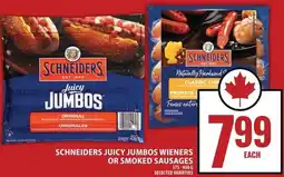 Food Basics Schneiders juicy jumbos wieners or smoked sausages offer