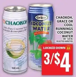 Food Basics Chaokoh grace or cool runnings coconut water offer