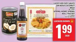 Food Basics Lucky Koi soy sauce or Kosa coconut milk spring home spring roll pastry offer