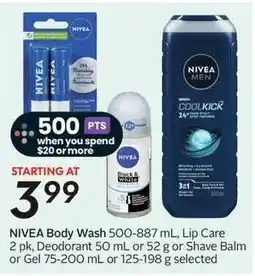 Sobeys Nivea body wash 500-887 ml, lip care 2 pk offer