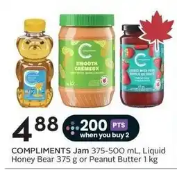 Sobeys Compliments Jam 375-500 mL, Liquid Honey Bear 375 g or Peanut Butter 1 kg offer