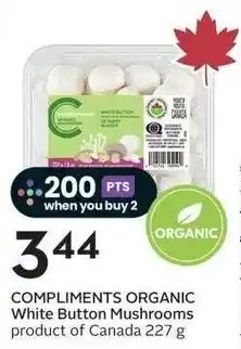 Sobeys Compliments organic white button mushrooms offer