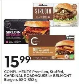 Sobeys Compliments Premium, Stuffed, Cardinal Roadhouse or Belmont Burgers offer