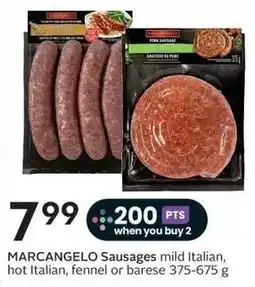 Sobeys Marcangelo Sausages mild Italian, hot Italian, fennel or barese offer
