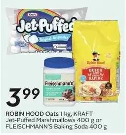 Sobeys Robin Hood oats 1 kg, kraft jet-puffed marshmallows 400 g or fleischmann's baking soda 400 g offer