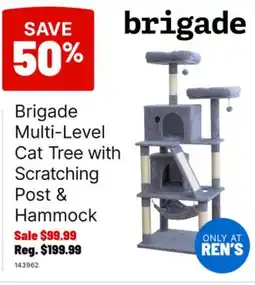 Ren’s Pets Depot Brigade Multi-Level Cat Tree with Scratching Post & Hammock offer