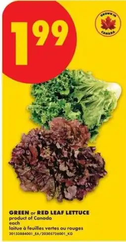 No Frills green or red leaf lettuce offer