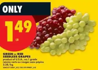 No Frills green or red seedless grapes offer