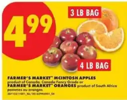 No Frills Farmer's market mcintosh apples or farmer's market oranges offer