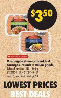 No Frills Marcangelo dinner or breakfast sausages offer
