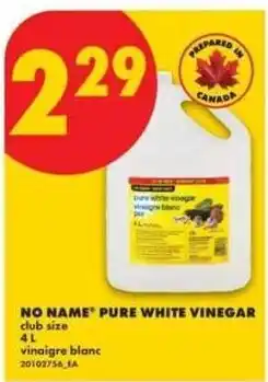 No Frills No Name pure white vinegar offer