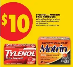 No Frills Tylenol or Motrin pain products offer