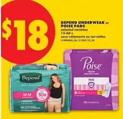 No Frills Depend Underwear or Poise Pads offer