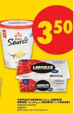 No Frills Yoplait source yogourt offer