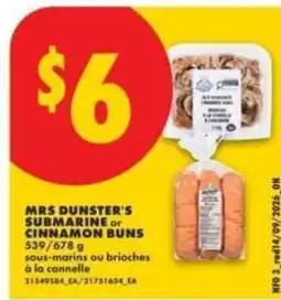 No Frills Mrs Dunster's submarine or cinnamon buns offer