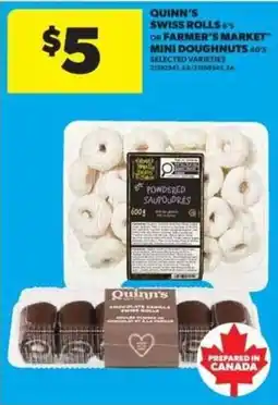 Real Canadian Superstore Quinn's Swiss rolls or Farmer's market mini doughnuts offer
