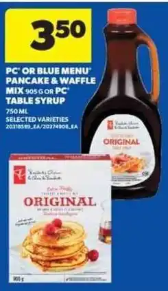 Real Canadian Superstore PC or blue menu pancake & waffle mix offer