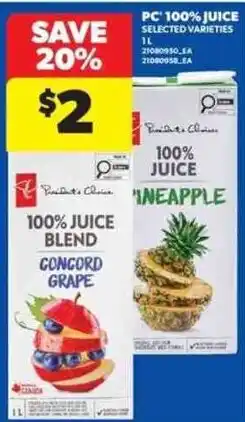 Real Canadian Superstore PC 100% juice blend concord grape offer