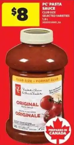 Real Canadian Superstore PC pasta sauce original offer