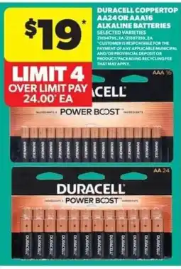 Real Canadian Superstore Duracell power boost aa24 or aa16 alkaline batteries offer