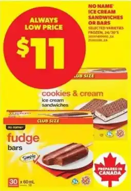Real Canadian Superstore No Name ice cream sandwiches or bars offer
