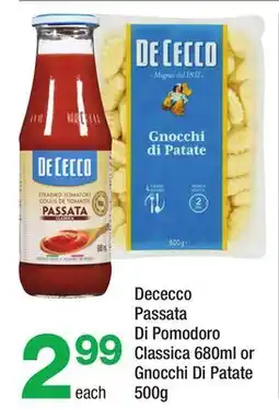 Highland Farms De Cecco Passata Di Pomodoro Classica 680ml or Gnocchi Di Patate 500g offer