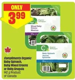 FreshCo Compliments organic baby spinach baby mixed greens or baby arugula offer