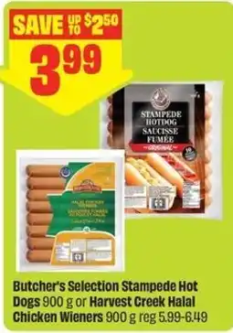 FreshCo Butcher's Selection Stampede Hot Dogs or Harvest Creek Halal Chicken Wieners offer