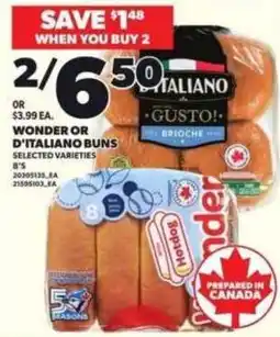 Loblaws Wonder or D'italiano buns offer